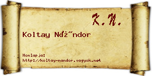 Koltay Nándor névjegykártya